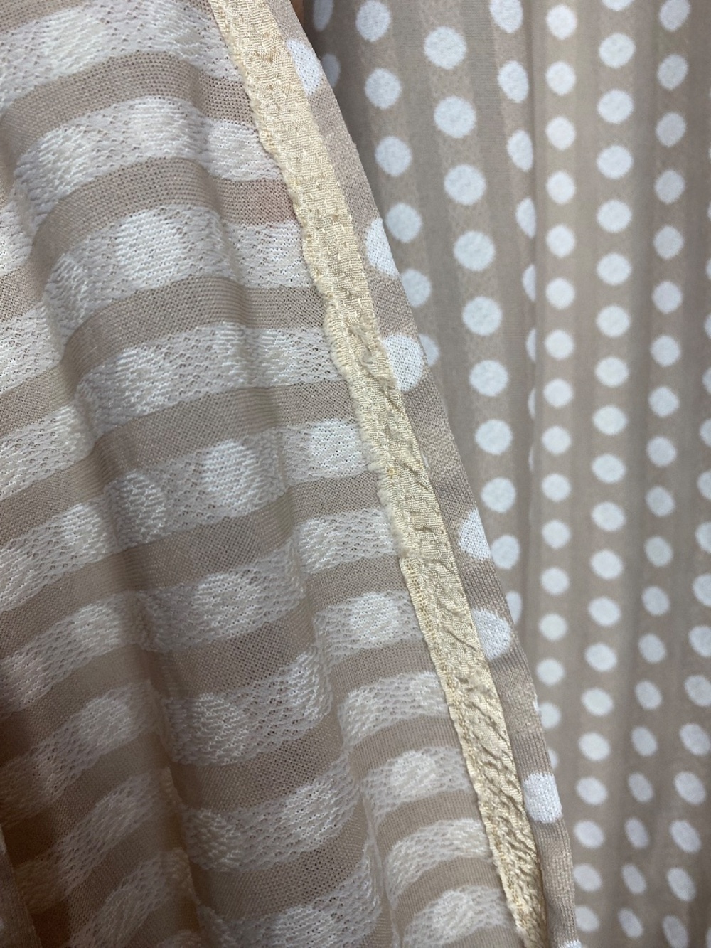 Vintage Womenʻs Hand Sewn Long Sleeved Neutral Polka Dot Muʻumuʻu Maxi Dress - Picture 8 of 11